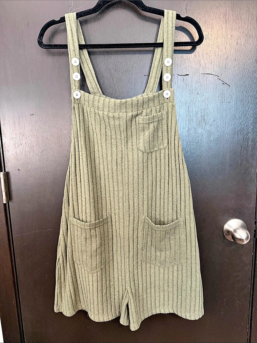 Halara Sage Green Ribbed Mini Romper Size Large NWT